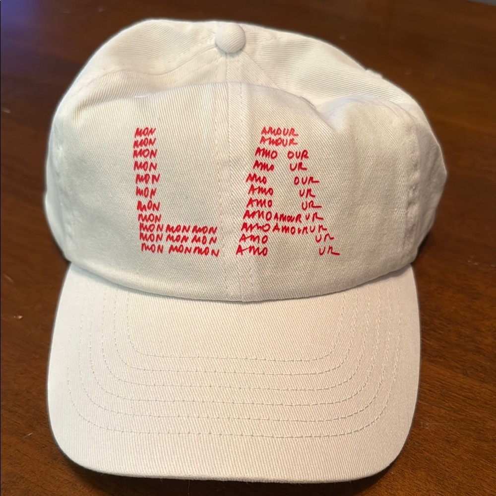 Clare V brand new baseball hat - LA Mon Amour White and Red LA Cap